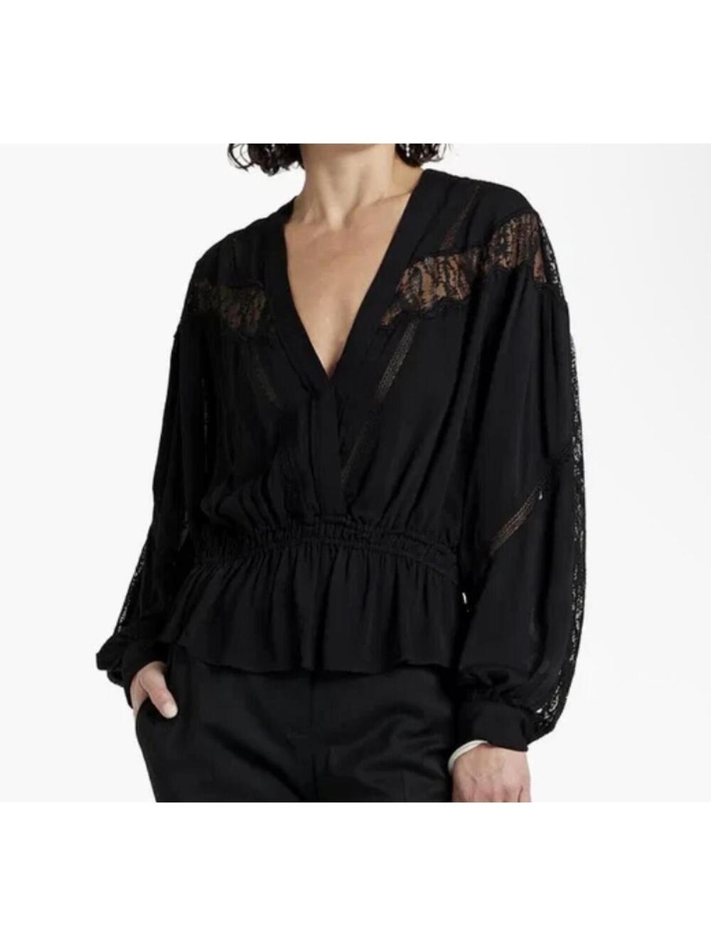 IRO Finra Black Lace Peplum Top 34 best for size 2
